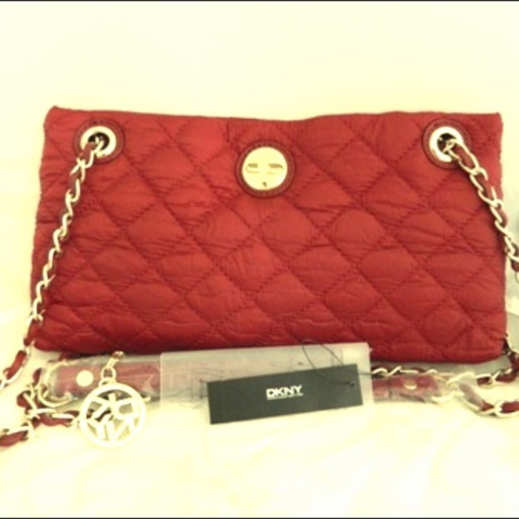 Dkny Quilted Nylon Slim Convertible Bag In Red